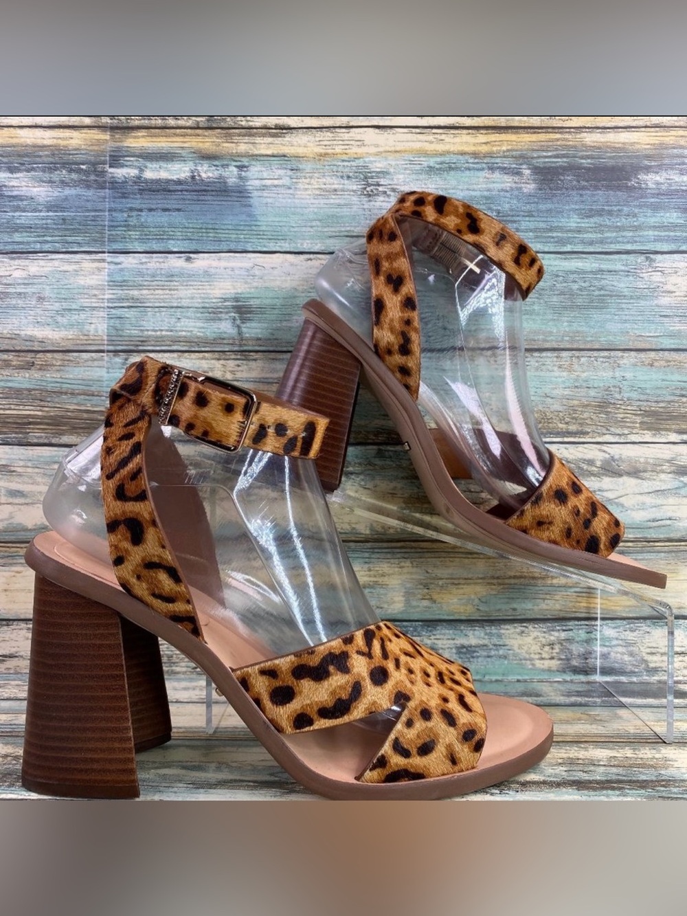 Gianni Bini Marilane Brown Leopard Print Cow Hair Sandal Sexy Dress Womens 8.5M